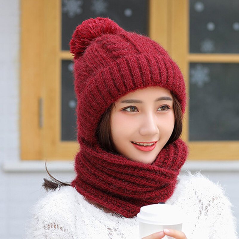 Damska Zimowa Ciepła Wełniana Dzianinowa Czapka Beanie Z Szelkami Outdoor Windproof Casual Soft Hat