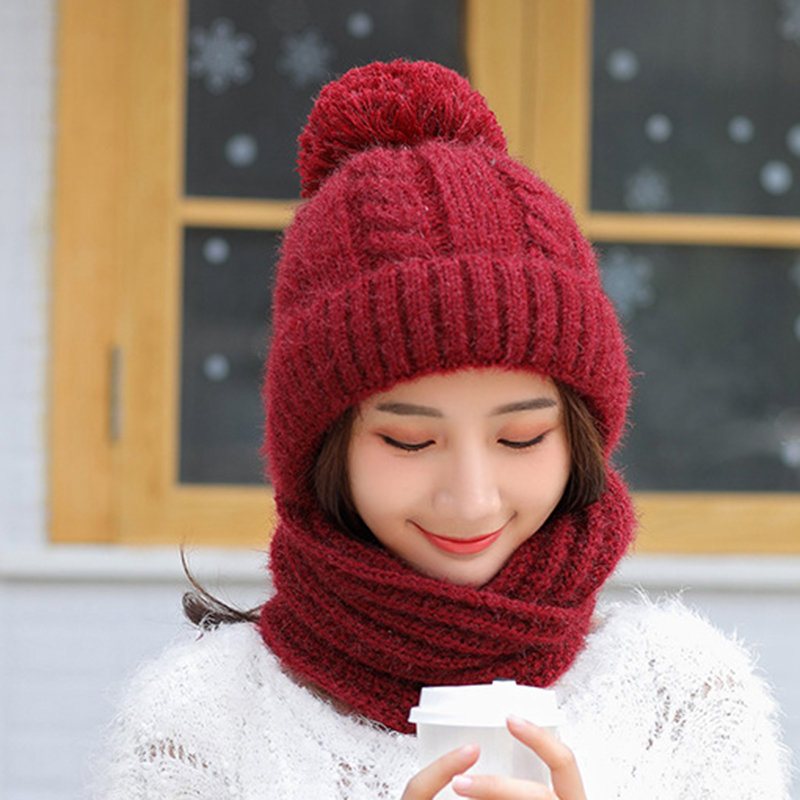 Damska Zimowa Ciepła Wełniana Dzianinowa Czapka Beanie Z Szelkami Outdoor Windproof Casual Soft Hat