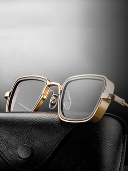 Męskie Okulary Przeciwsłoneczne W Stylu Retro Z Grubą Metalową Ramką