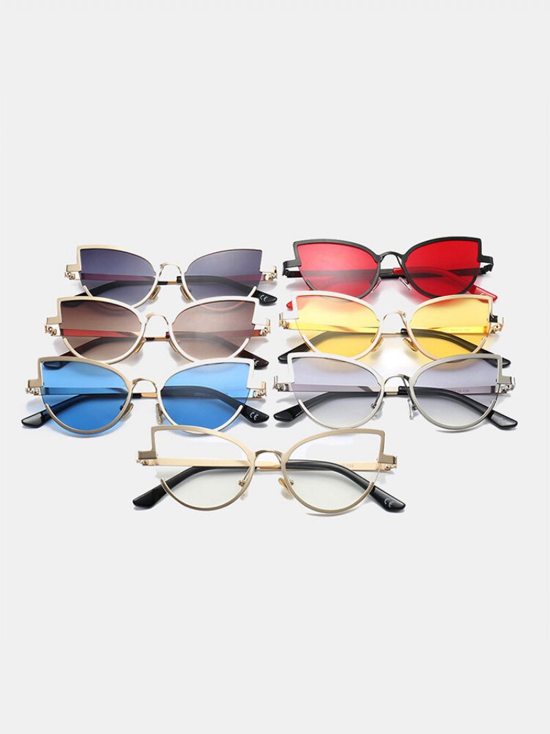 Unisex Metalowe Kocie Oko Mała Oprawka Kolorowe Soczewki Okulary Przeciwsłoneczne Anty-uv