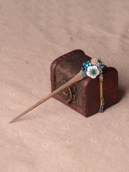 Vintage Drewniane Spinki Do Włosów Elegancka Muszla Diamentowy Kwiat Pomponem Wisiorek Damskie Do Akcesoria Do