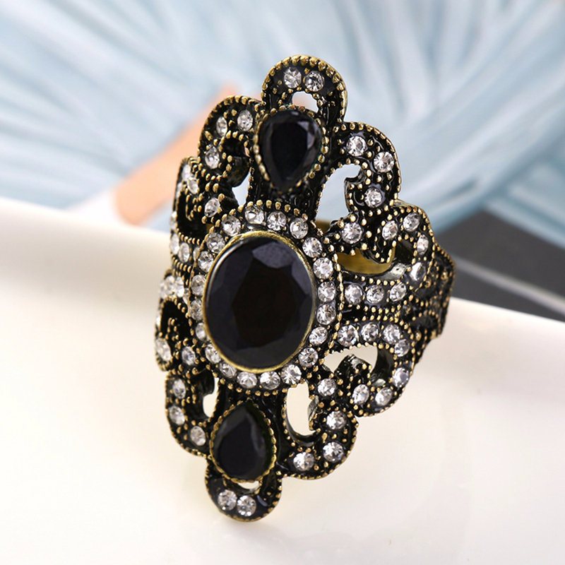 Vintage Finger Rings Kamień Rhinestone Hollow Owalne Geometryczne Pierścionki Etniczna Biżuteria Dla Kobiet