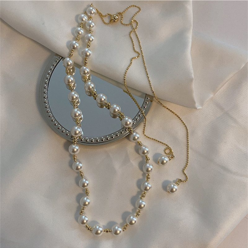 Damski Wysuwany Perłowy Wykwintny Naszyjnik Kobiecy Design Sense Choker Necklac