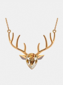Elegancki Deer Kryształ Naszyjnik Sliver Wisiorek Krótki Styl Dla Kobiet