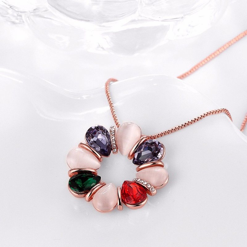 Luksusowy Naszyjnik Dla Kobiet Bukiet Rhinestone Opal Szklany Kryształowy