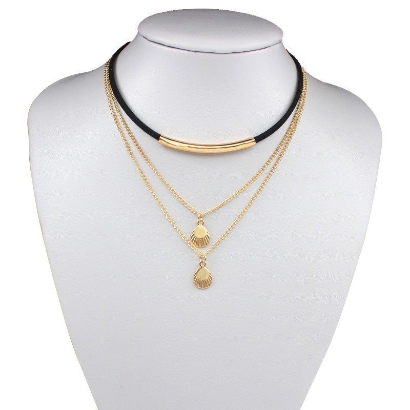 Modny Naszyjnik Z Muszli Wielowarstwowy Z Obojczykiem Sliver Alloy Women
