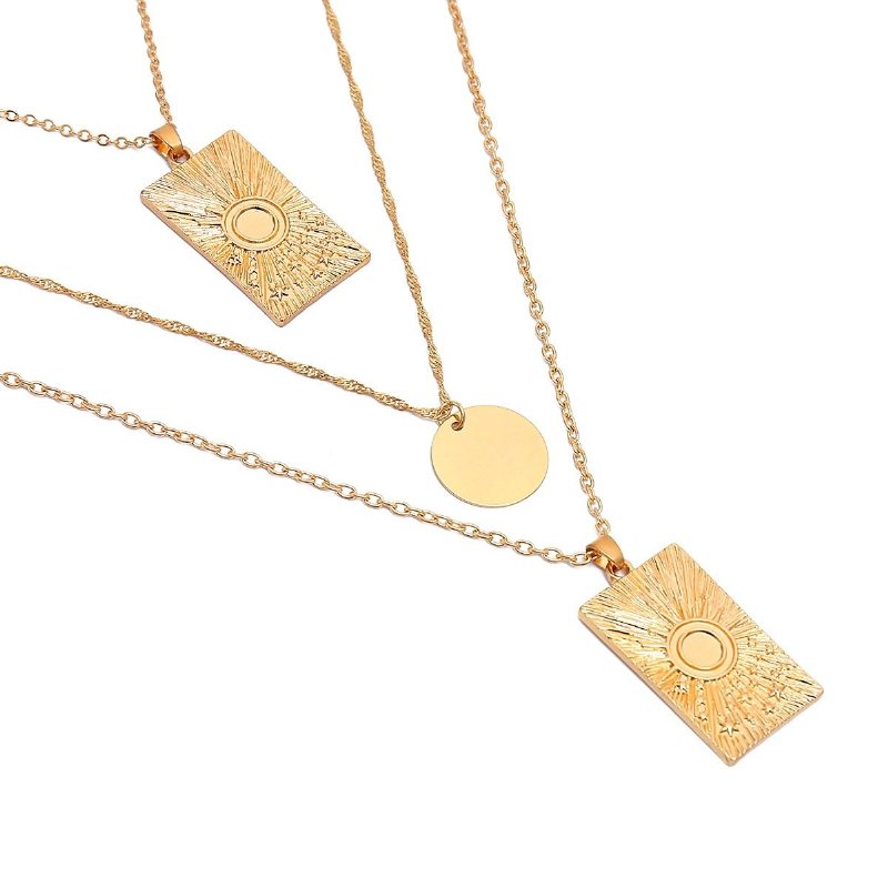 Modny Wielowarstwowy Naszyjnik Vintage Geometryczny Sweter Alloy Star Women