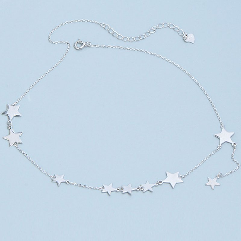 Naszyjnik Choker Lucky Star Oryginalne Ozdoby Ze Srebra Próby 925 Dla Dziewczynek
