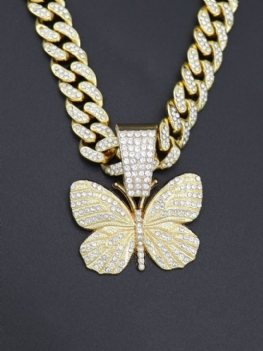Naszyjnik Hiphop Insect Butterfly Kubański Z Pełnym Diamentem