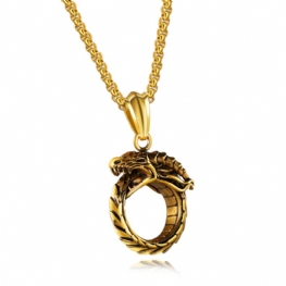Punk Męski Ouroboros Ze Stali Nierdzewnej Wąż Ugryzienie Ogon Naszyjnik Charms W Stylu Vintage Biżuteria Dla Mężczyzn
