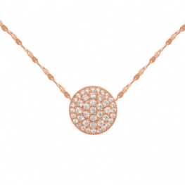 S925 Sterling Silver White Collar Wisiorek Z Prostym Diamentowym Okrągłym Naszyjnikiem