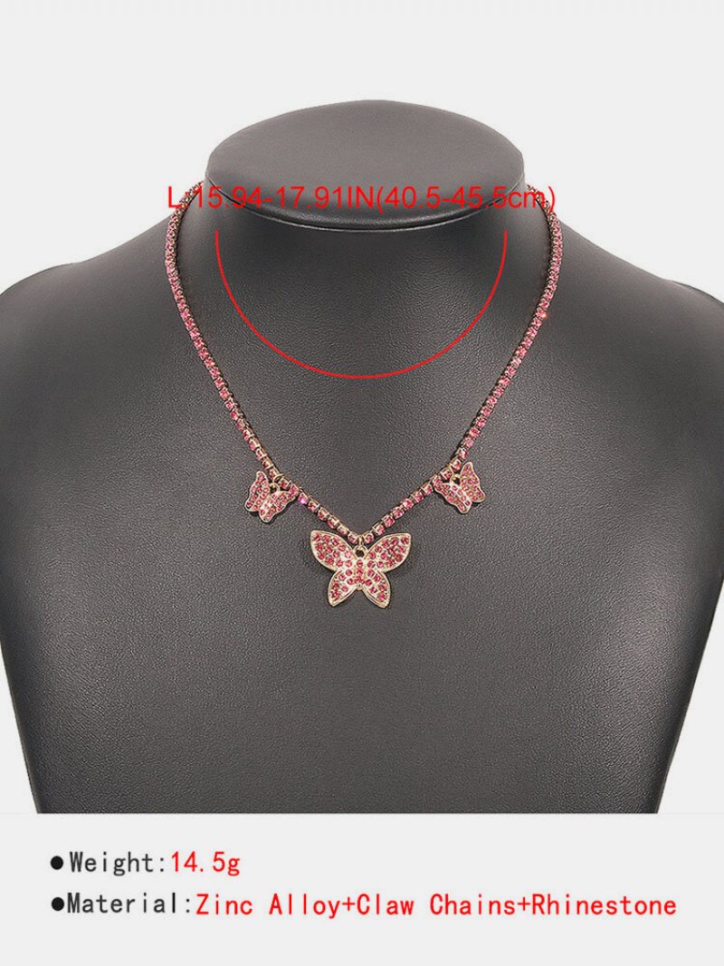 Trendy Rocznika Pełne Cyrkonie Motyle Wisiorek Geometryczny Naszyjnik Ze Stopu Łańcucha