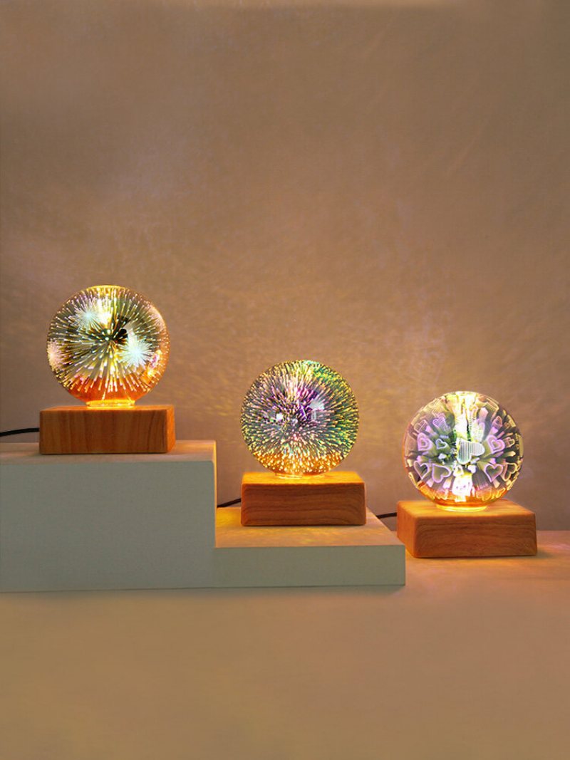 1 Pc Led 3d Fajerwerk Gwiaździste Niebo Wzór Miłosny Lampka Nocna Dekoracja Sypialni Kolorowa Atmosfera Lampa Stołowa