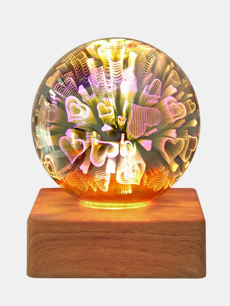 1 Pc Led 3d Fajerwerk Gwiaździste Niebo Wzór Miłosny Lampka Nocna Dekoracja Sypialni Kolorowa Atmosfera Lampa Stołowa