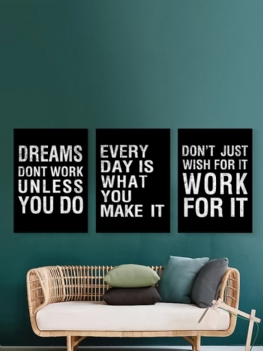 1 Pc Unframed Inspirujące Cytaty Czarno-biała Angielska Litera Słowa Slogan Wiszące Wall Art Nowoczesne Proste Wystrój Pokoju W Domu Płótno Malarstwo Do Gabinetu Salon