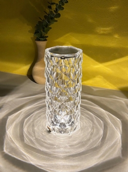 1 Szt. Kształt Szkła Płatek Róży Projekcja Kryształowa Wielokolorowa Lampa Stołowa Dekoracja Sypialni Led Diamentowa Atmosfera Lampki Nocne