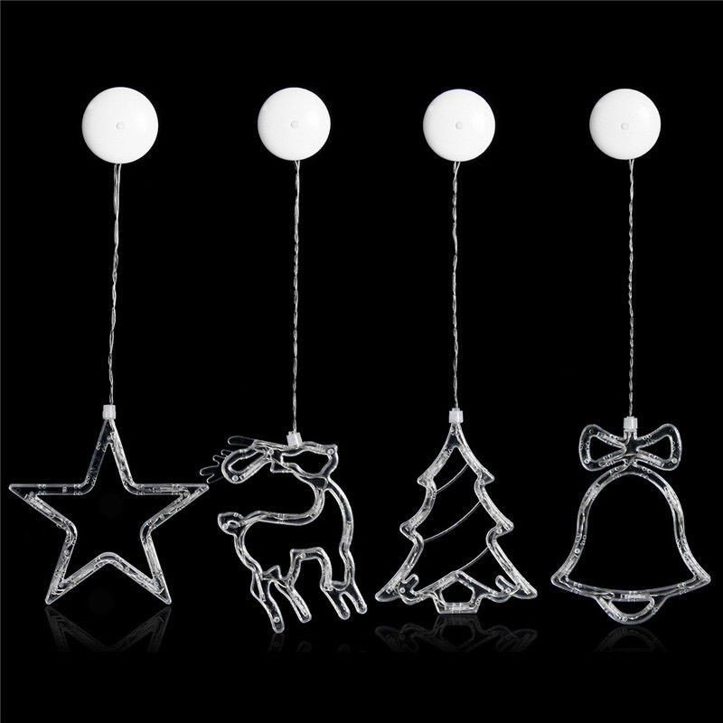 1 Szt. Wisiorek Na Okno Świąteczne Led Light Glass Window Sucker Lampa Home Decoration Zasilanie Bateryjne