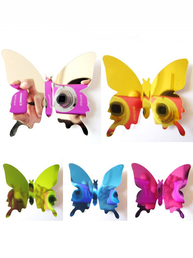12 Sztuk 5 Kolory 3d Powierzchni Lustra Motyl Art Aplikacja Lodówka Magnes Naklejki Ścienne