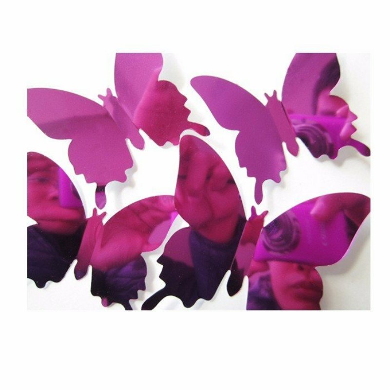 12 Sztuk 5 Kolory 3d Powierzchni Lustra Motyl Art Aplikacja Lodówka Magnes Naklejki Ścienne