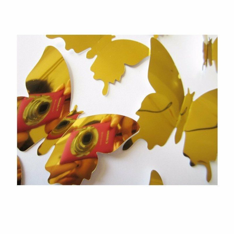 12 Sztuk 5 Kolory 3d Powierzchni Lustra Motyl Art Aplikacja Lodówka Magnes Naklejki Ścienne