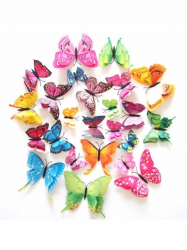 12 Sztuk 7 Kolorów 3d Dwuwarstwowa Naklejka Ścienna Z Motylem Magnes Na Lodówkę Art Applique
