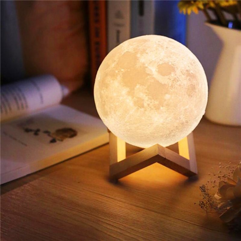 15cm 3d Magiczna Dwukolorowa Lampa Księżycowa Usb Ładowanie Led Lampka Nocna Czujnik Dotykowy Velantine Prezent