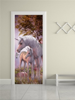 200x77 cm 3d Jednorożec Pcv Samoprzylepna Naklejka Ścienna Drzwi Salon Mural Decor