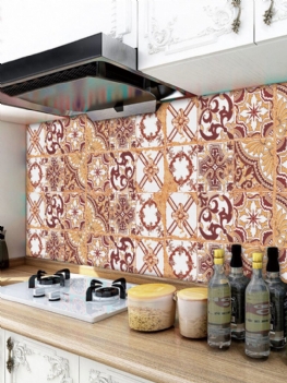 24 Szt. Symulacja Retro Kolor Płytki Naklejki Home Decoration Samoprzylepne Wodoodporne Ścienne Diy