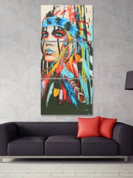 3 Sztuk Nowoczesny Abstrakcyjny Obraz Na Płótnie Bezramowe Wall Art Indyjska Kobieta Sypialnia Salon Home Decor