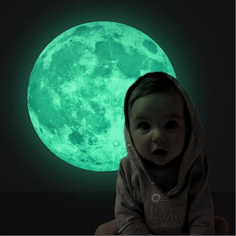 30cm Oświetlenie Nocne Księżyc Świecące Naklejki Pcv Naklejka Do Domu Wystrój Pokoju Zabaw Dla Dzieci Prezent Na Boże Narodzenie