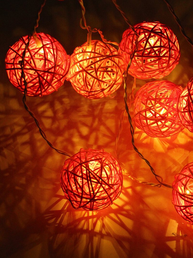 35 Led Rattanowa Kulka Girlanda Żarówkowa Home Garden Fairy Kolorowa Lampa Wesele