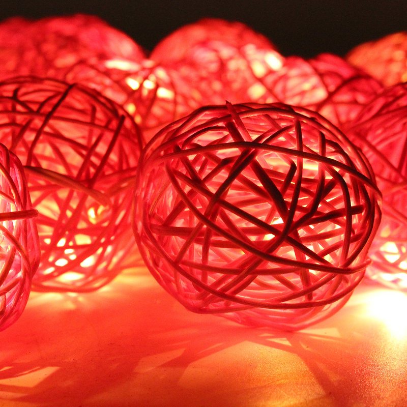 35 Led Rattanowa Kulka Girlanda Żarówkowa Home Garden Fairy Kolorowa Lampa Wesele