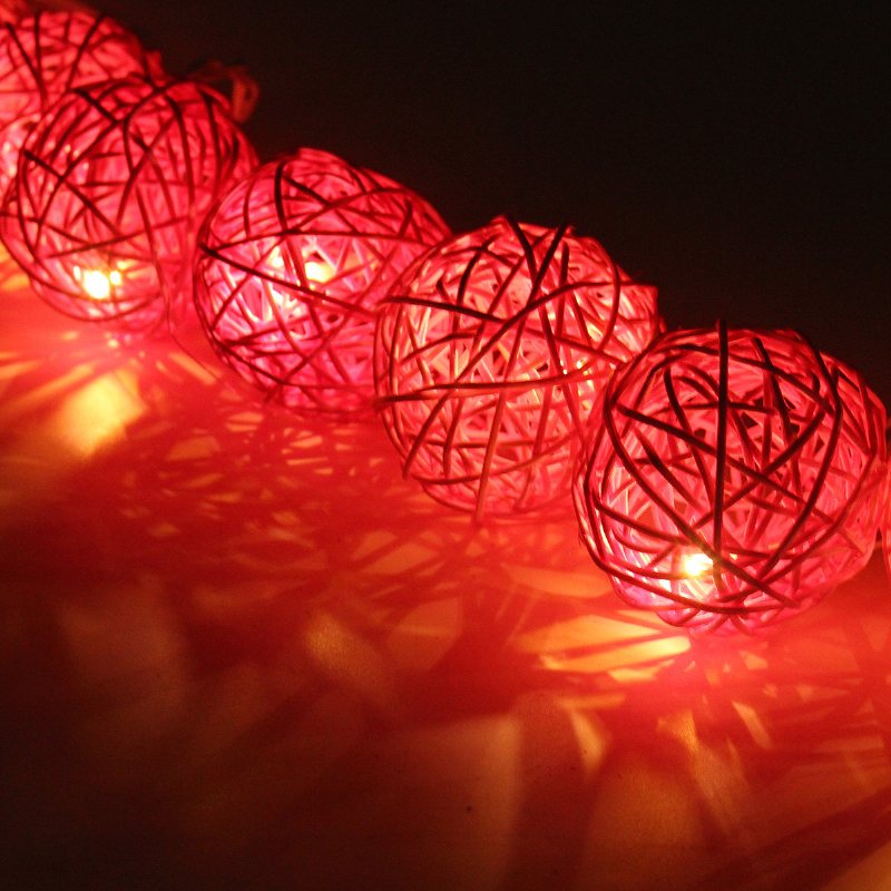 35 Led Rattanowa Kulka Girlanda Żarówkowa Home Garden Fairy Kolorowa Lampa Wesele