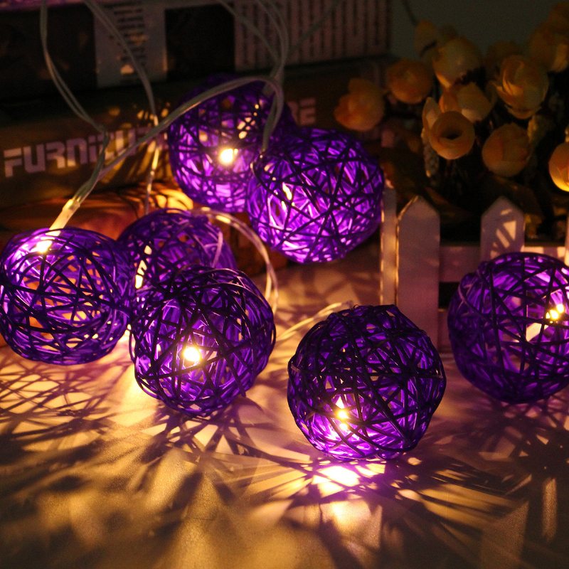 35 Led Rattanowa Kulka Girlanda Żarówkowa Home Garden Fairy Kolorowa Lampa Wesele