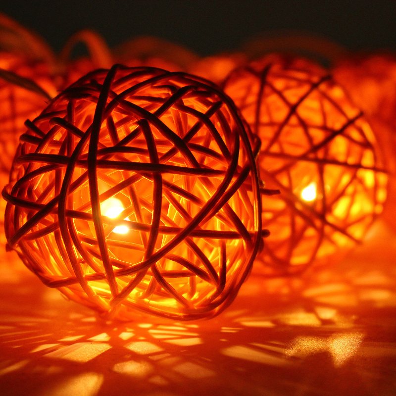 35 Led Rattanowa Kulka Girlanda Żarówkowa Home Garden Fairy Kolorowa Lampa Wesele