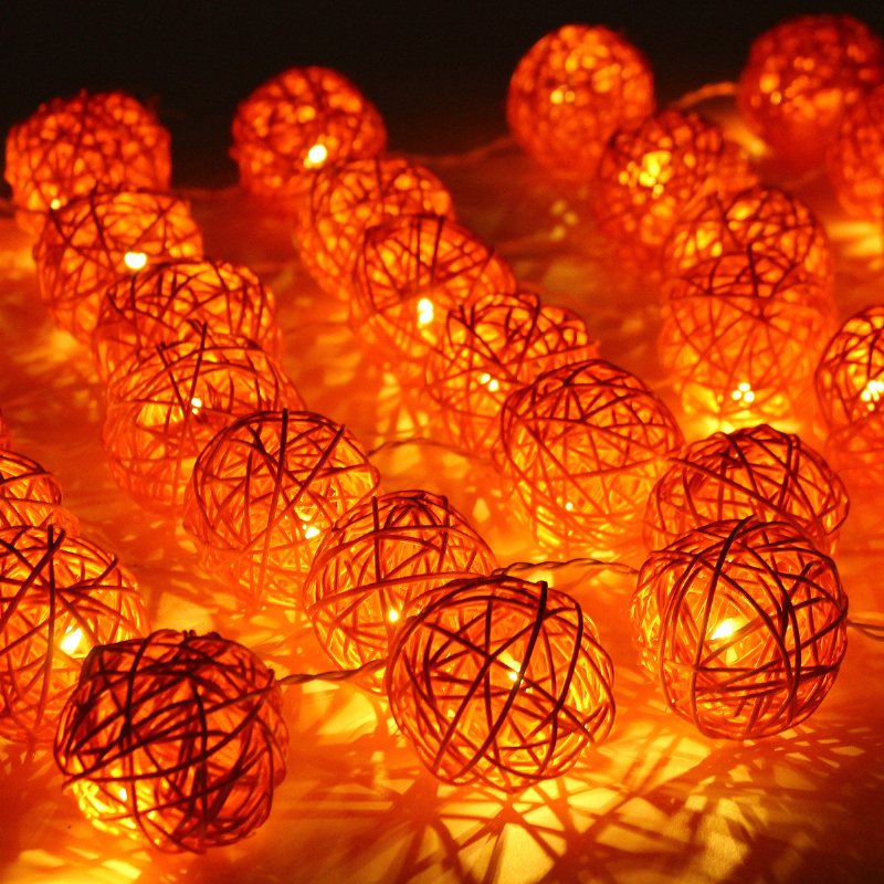 35 Led Rattanowa Kulka Girlanda Żarówkowa Home Garden Fairy Kolorowa Lampa Wesele
