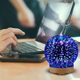 3d Fajerwerki Szklany Dyfuzor Do Aromaterapii 100 Ml Nawilżacz Chłodnej Mgły Zmiana Koloru Lekka Noc