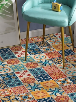 4 Szt. Symulacja Kolorów Retro Naklejki Podłogowe Home Decoration Samoprzylepne 3d Diy Na Kafelki