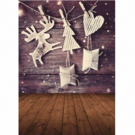5 X 7 Ft Christmas Theme Gift Elk Wood Board Photo Vinyl Background