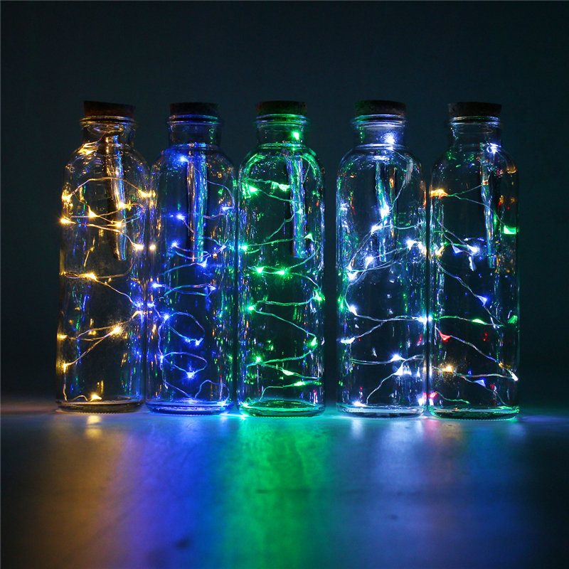 90cm 15leds Butelka Wina String Lights W Kształcie Korka Srebrny Drut Starry Lamp Party Christmas Decor