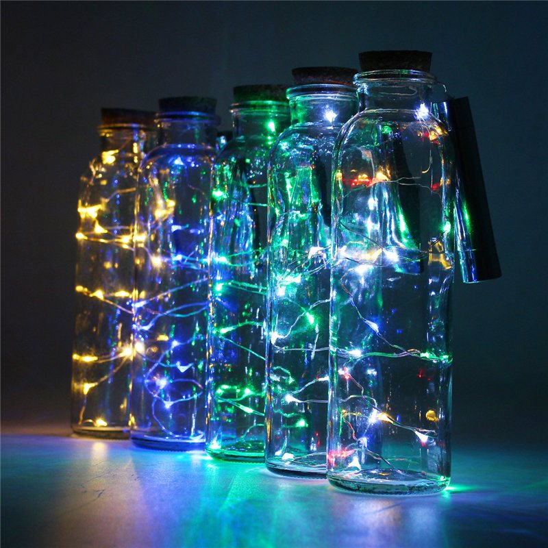 90cm 15leds Butelka Wina String Lights W Kształcie Korka Srebrny Drut Starry Lamp Party Christmas Decor
