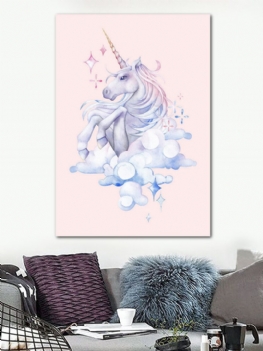 Akwarela Flamingo Jednorożec Płótno Ścienne Plakat Artystyczny Drukuje Dekoracja Pokoju Dziecięcego