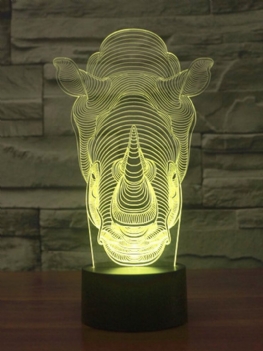 Animals Rhino 3d Led Illusion Lampka Nocna 7 Zmiana Koloru Przełącznik Dotykowy Stół Lampa Biurkowa Home Office