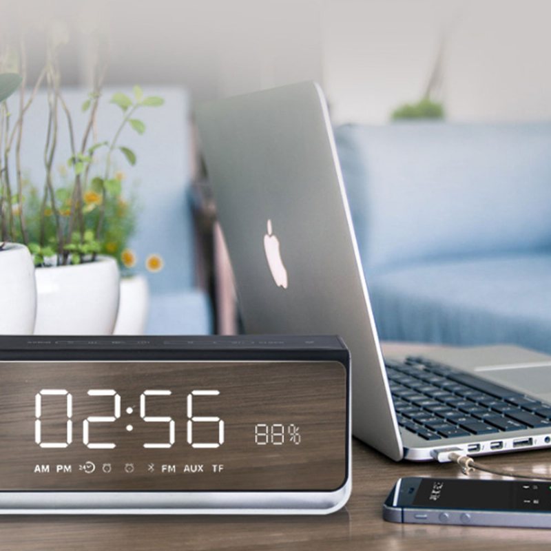 Bezprzewodowy Wyświetlacz Led Zegar Obsługa Dźwięku Bluetooth Karta Tf Fm Touch Lampka Nocna Hotel Podwójny Budzik Głośnik Połączenie W Trybie Głośnomówiącym