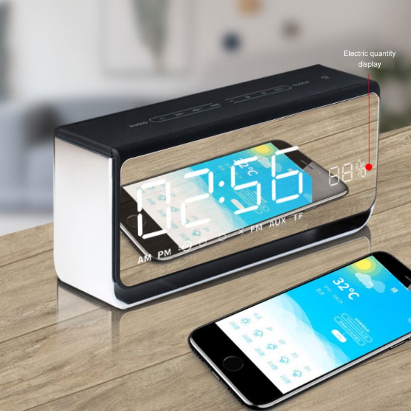 Bezprzewodowy Wyświetlacz Led Zegar Obsługa Dźwięku Bluetooth Karta Tf Fm Touch Lampka Nocna Hotel Podwójny Budzik Głośnik Połączenie W Trybie Głośnomówiącym