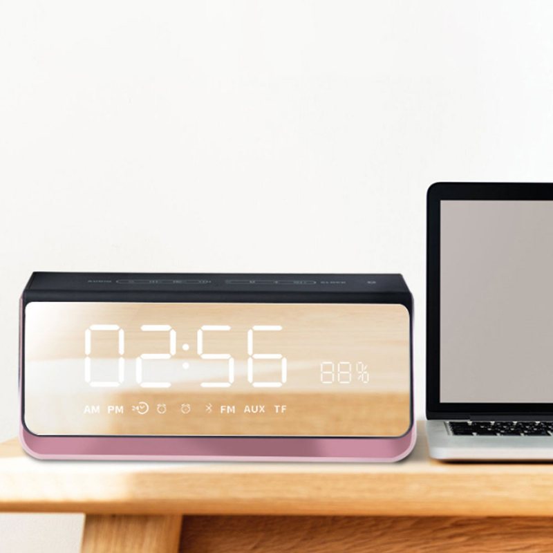 Bezprzewodowy Wyświetlacz Led Zegar Obsługa Dźwięku Bluetooth Karta Tf Fm Touch Lampka Nocna Hotel Podwójny Budzik Głośnik Połączenie W Trybie Głośnomówiącym