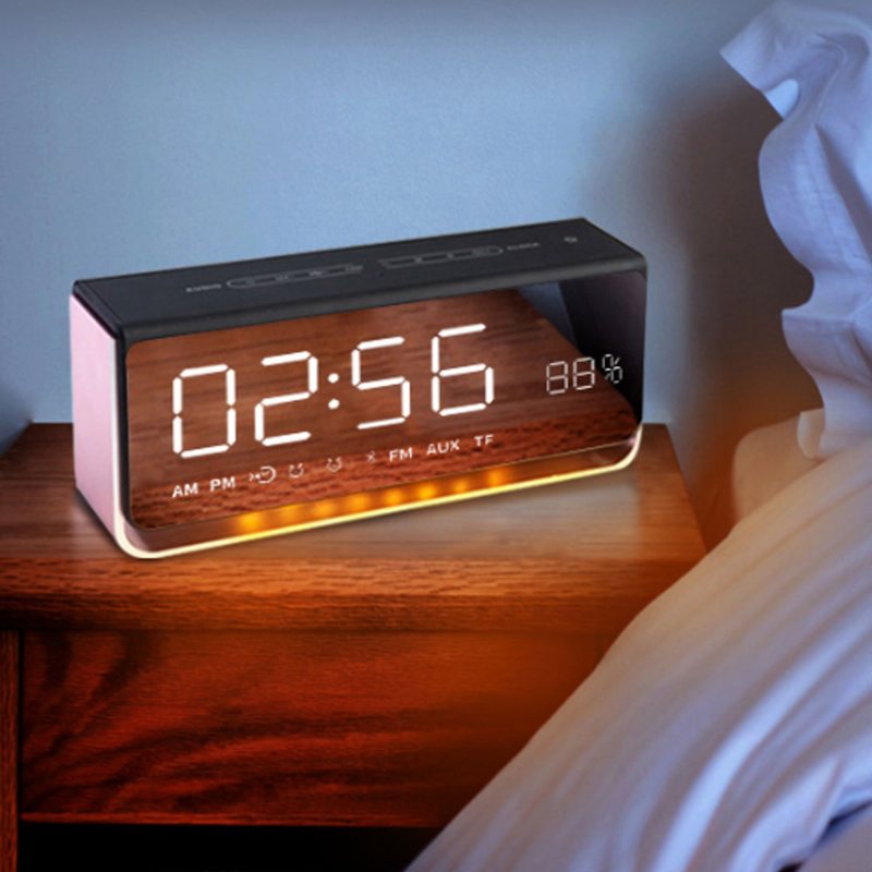 Bezprzewodowy Wyświetlacz Led Zegar Obsługa Dźwięku Bluetooth Karta Tf Fm Touch Lampka Nocna Hotel Podwójny Budzik Głośnik Połączenie W Trybie Głośnomówiącym