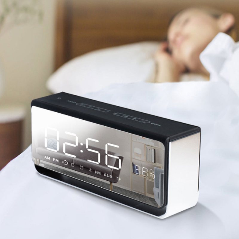 Bezprzewodowy Wyświetlacz Led Zegar Obsługa Dźwięku Bluetooth Karta Tf Fm Touch Lampka Nocna Hotel Podwójny Budzik Głośnik Połączenie W Trybie Głośnomówiącym