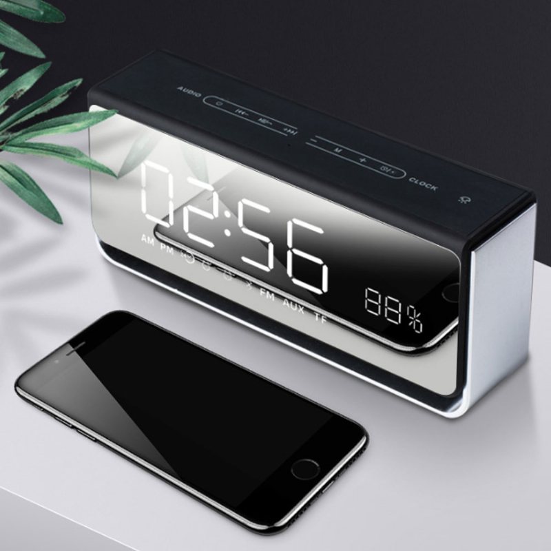 Bezprzewodowy Wyświetlacz Led Zegar Obsługa Dźwięku Bluetooth Karta Tf Fm Touch Lampka Nocna Hotel Podwójny Budzik Głośnik Połączenie W Trybie Głośnomówiącym