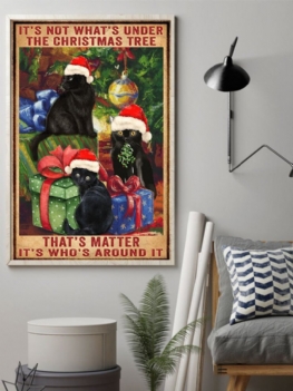 Boże Narodzenie Koty Płótnie Malarstwo Unframed Wall Art Canvas Salon Wystrój Domu